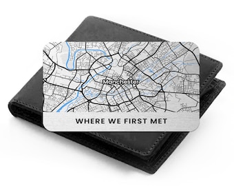 Personalized Map Metal Wallet Card - Anniversary Keepsake Gift
