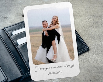 Personalised Metal Photo Wallet Insert Card, Custom Picture Gift For Him or Her, Husband and Wife Gift, Birthday Gift, Double Sided print
