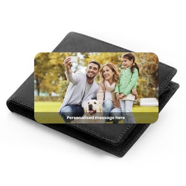 Carte de sac à main en aluminium de portefeuille photo personnalisé, cadeau de souvenir en métal, cadeau pour les grands-parents, mari, épouse papa, maman, carte personnalisée d'ami