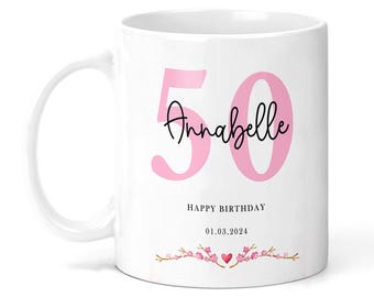 Personalised 50th Birthday Mug - Personalised Mug for 50th Birthday Gift For For Her Personalised Gift Fifty Birthday Personalised Mug