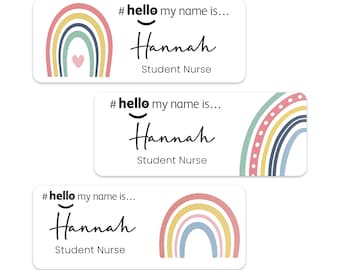 Rainbow Name Badge: Student Nurse, Doctor, Midwife