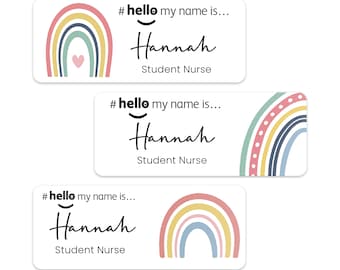 Hello My Name Is Rainbow 3 Name Badge Student Nurse Doctor Midwife Hospital NHS Practitioner Nursery school preschool Hello My name is Badge