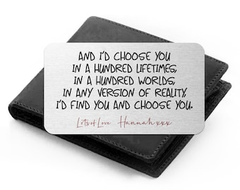 I'd Choose You Sweet Sentimental Metal Wallet Card Gift For Him or Her, Love Gift, Gift From Wife, Anniversary or Birthday, Valentines Day