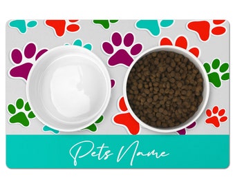 Personalized Dog Bowl Mat: Non-Slip Neoprene Pet Food Mat
