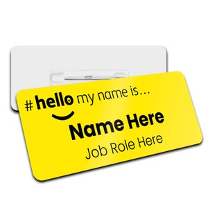 Hello My Name is Name Badge Yellow Personalised Premium Durable Name Badge #hello mynameis Name Badge, Nurse Bages, Personalised Name Badges