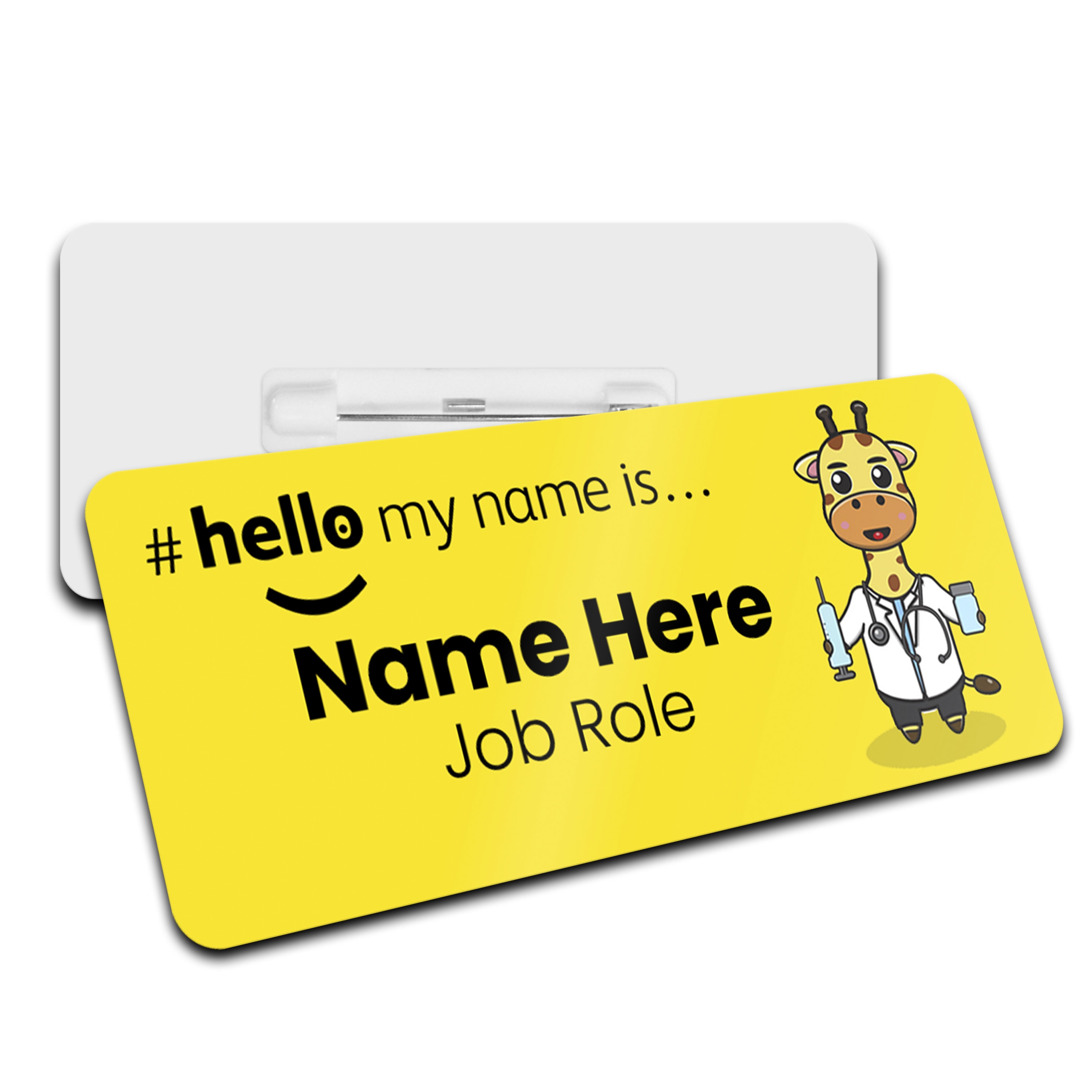 Hello My Name ist Namensschild Gelb Griaffe Personalisiertes Premium Namensschild #hello mynameis Namensschild, Krankenschwester Tasche, Doktor Namensschilder