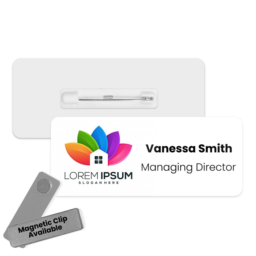 Business Name Badges Custom Logo Personalised Premium Durable Name