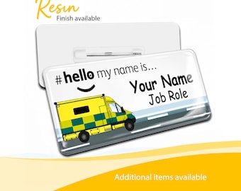 Personalised Ambulance Name Badge: Paramedic Medical ID