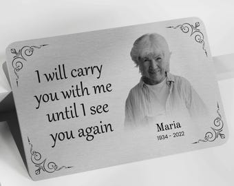 Memorial Wallet Card: Aluminum Photo Remembrance Keepsake - Photo Wallet Card - In Loving Memory Keepsake Wallet Card