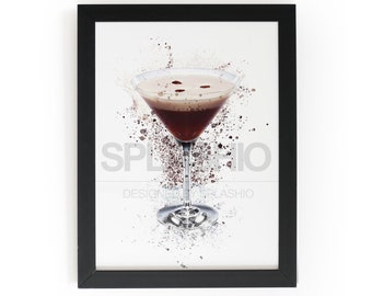 Espresso Martini Splatter Art Print: High Gloss Home Bar Decor