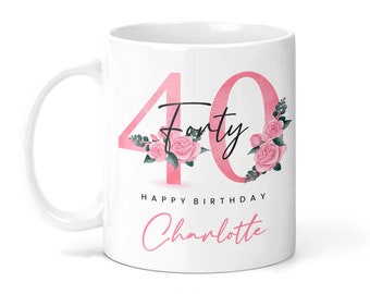 Personalised 40th Birthday Mug - Personalised Mug for 40th Birthday Gift For For Her Personalised Gift Forty Birthday Personalised Mug