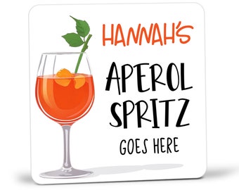 Personalized Aperol Spritz Coaster: Cocktail Bar Decor