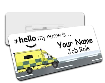 Personalised Ambulance Name Badge: Paramedic Medical ID