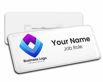 Custom Name Badges with Logo, Resin Domed Finish, Professional Identification