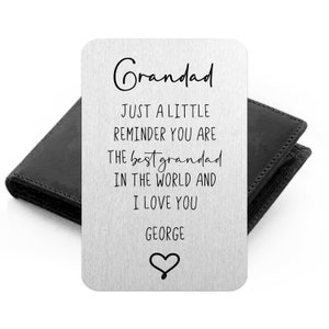 Beste Opa Brieftasche Karte, personalisierte Brieftasche aus Metall, Geschenk für Vater von Enkelin, Enkel, benutzerdefinierte Brieftasche Einsatz, Weihnachtsgeschenk