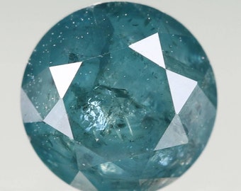 0.73 CT 5.2X4.0 MM Blue Treated Round Brilliant cut Diamond,Loose diamond, Blue Diamond,Sparkling diamond,Rustic diamond, Round diamond H66
