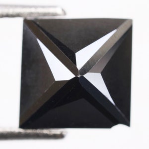2.09 CT, 7.5 X 7.5 X 4.8 MM, Black Color Square Shape Princess Cut Loose Moissanite Diamond For Rings Fancy Loose Moissanite Jewelry, H453