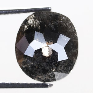 1.45 CT, 7.9 X 7.0 X 2.9 MM, Natural Loose Diamond Oval Shape Fancy Black Color Diamond, Polished Black Diamond Ring, Antique Diamond, H366