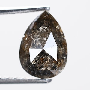 0.83 CT, 7.1 X 5.1 X 2.9 MM, Natural Rustic Pear Shape Brown Black Color Beautiful Faceted Diamond For Engagement Ring, Rustic Diamond, H303