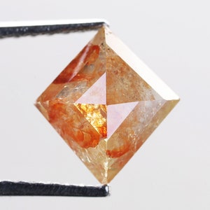 0.70 CT, 7.6 X 7.1 X 2.4 MM, Natural Faceted Kite Shape Peach Color Beautiful Polished Diamond, Antique Diamond Ring, Mine Cut Diamond, H368
