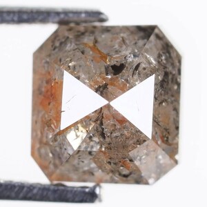 0,92 ct, 5,2 x 4,8 x 3,7 mm, Smaragdform, schicke Pfirsichfarbe, natürlicher lockerer schöner Diamant, polierter Diamantring, antiker Diamant, H336