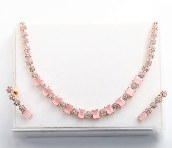 Stunning Necklace Imitation Jewellery Fancy Pink Party Wear