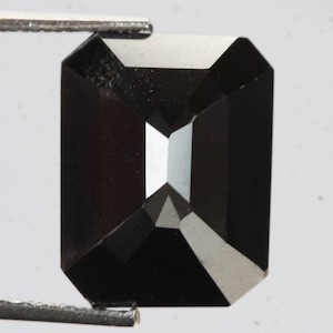 3.18 CT, 10.0 X 7.7 X 4.7 MM, Beautiful Charcoal Treated Black Emerald Shape Fully Polished Loose Moissanite Diamond For Wedding Rings, H74