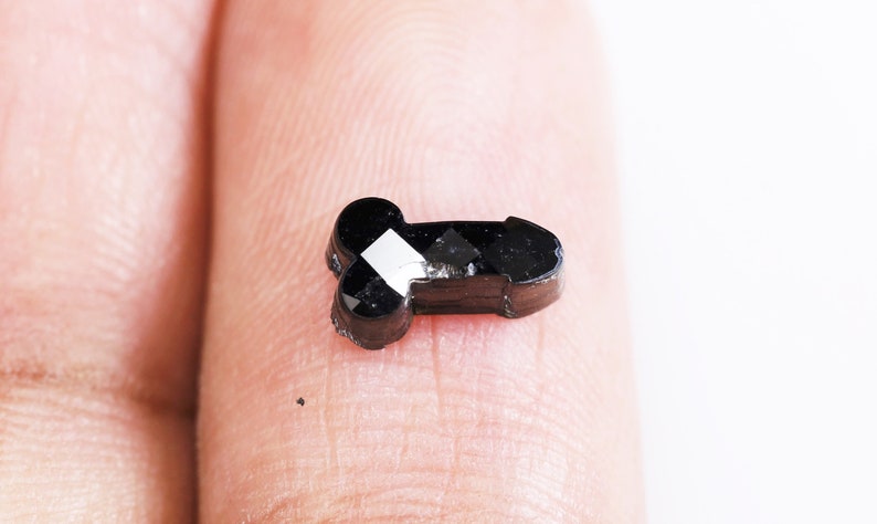 0.65 CT, 6.8 X 4.0 X 2.8 MM, Fancy Black Color Unique Shape Loose Beautiful Faceted Diamond, Polished Black Diamond, Earth Mine Stone, H480 image 10