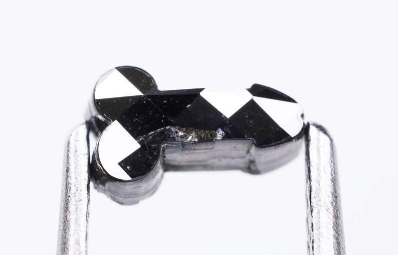 0.65 CT, 6.8 X 4.0 X 2.8 MM, Fancy Black Color Unique Shape Loose Beautiful Faceted Diamond, Polished Black Diamond, Earth Mine Stone, H480 image 7