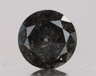 0.50 CT, 4.5X3.5 MM, Round Shape Brilliant Cut Diamond Black Color Natural Loose Polished Diamond, Black Diamond Ring, Birthstone, H147