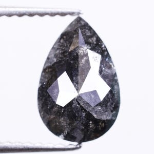 1.41 CT, 9.5 X 6.3 X 3.0 MM, Pear Shape Fancy Black Color Natural Loose Rose Cut Diamond | Engagement Ring & Wedding Ring | H743
