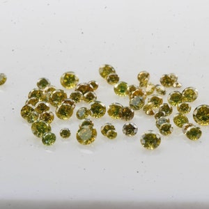 Yellow Round Brilliant Cut melee Diamond Loose, Tiny Solitaire Faceted Natural Loose Accent Diamond, Best Gift Her For making  Jewelry H115