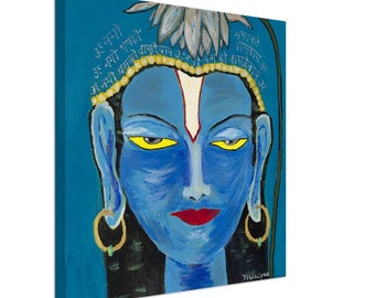 希少、ヒンドゥー教、クリシュナ、プリントキャンバス絵画、インド、神様、ヴィシュヌ 希少、ヒンドゥー教、クリシュナ、プリントキャンバス絵画、インド