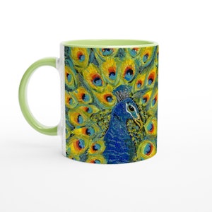 Peacock Coffee Mug | Exotic Bird Ceramic Mug | Artsy Peacock Drinking Mug