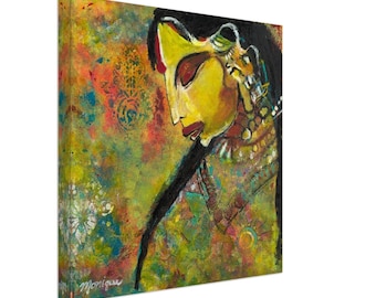 Spirit Dancer Painting: Abstract Indian Tribal Art Canvas Print