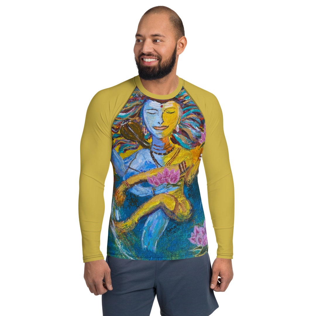 Men's Gold Shiva Rash Guard Śiva Nataraj Ardhanarishvara All-over Tee ...