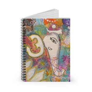 OM Ganesh Notebook | Ganapathi Rule Lined Spiral Journal | Hindu Elephant God Artistic Diary | Yoga and Meditation Journal