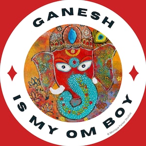 Ganesh Sticker | Ganapathi Decal | Elephant God Hindu deity vinyl sticker | Ganesh is my Om boy 3" x 3" or 4" x 4"