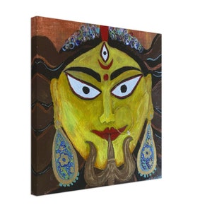 Goddess Durga Canvas Print | Hindu Goddess Painting (8&quot;x 8&quot;, 12&quot; x 12&quot;, 16&quot; x 16&quot;, 20&quot; x 20&quot;, 24&quot; x 24&quot;)