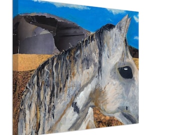 Impresión en lienzo de caballo salvaje: pintura acrílica del suroeste