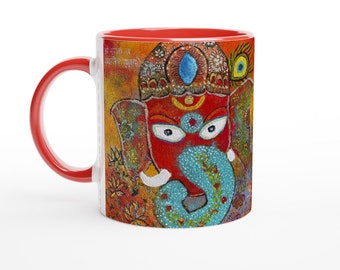 Elephant Ganesh Ceramic Coffee Mug - Spiritual Drinkware