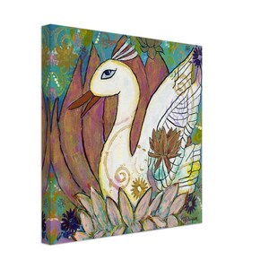 Swan Canvas Print - Vahana of Goddess Saraswati Art | Abstract Bird Canvas Print (8&quot; x 8&quot;, 12&quot; x 12&quot;, 16&quot; x 16&quot;, 20&quot; x 20&quot;, 24&quot; x 24&quot;)