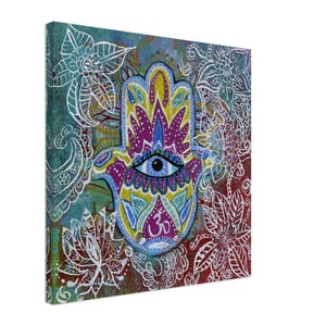 Hamsa Hand Canvas Print – Hand of Fatima Art, Protection Symbol