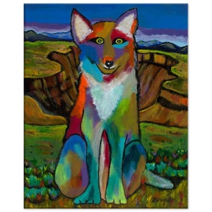 Coyote Contemplation Modern Canvas Print | Southwest Gorge Painting |  8&quot; x 10&quot;, 16&quot; x 20&quot;