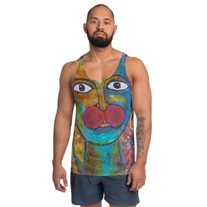Men&#39;s Hanuman Tank Top | Abstract Hanuman Shirt | Men&#39;s Jai Hanuman Short Sleeve Summer Shirt