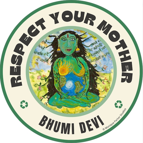 Mother Earth Goddess Sticker | Gaia Vinyl Decal | Bhu Devi | Respect Your Mother Sticker | Save the Planet | Earth Day 3" x 3" or 4" x 4"