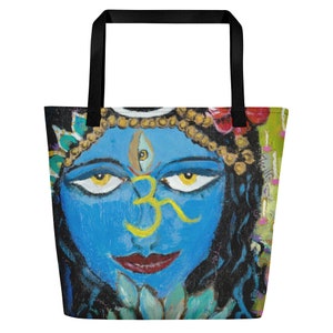 Goddess Kali Tote Bag | Hindu Deity Ma Kalika Large Travel Bag | Goddess Tote Bag | Spiritual Travel Bag
