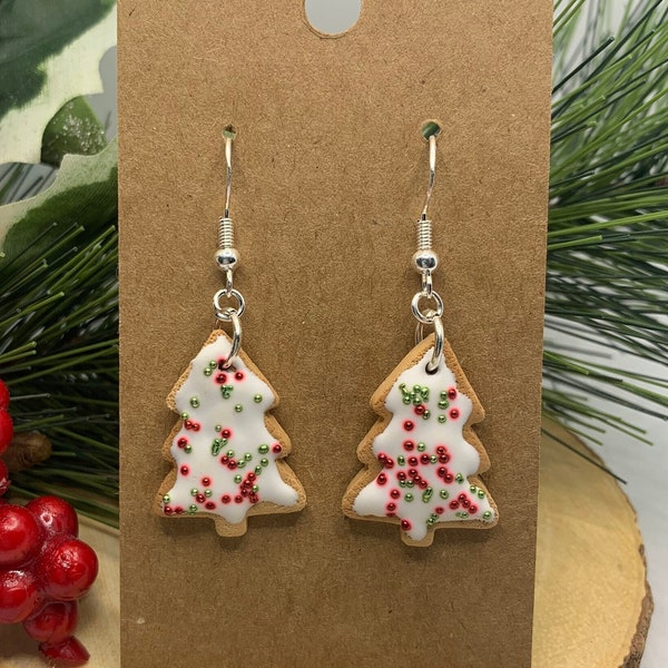 Christmas sugar cookie tree dangle earrings