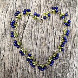 Blueberry Necklace: Vintage Handmade Elegant Berry Jewelry Gift for Her