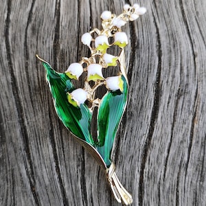 Lily Of The Valley White Flower Brooch, Elegant Brooch, Vintage Unique Brooch, Gift, Daily Jewelry, Dress Brooch